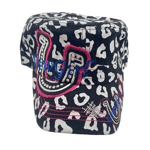 Crown Hat Womens military cadet Baseball Cap Black White Embroidered Cowgirl bli